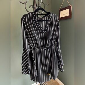 Black with White Stripes Sheer Tunic.